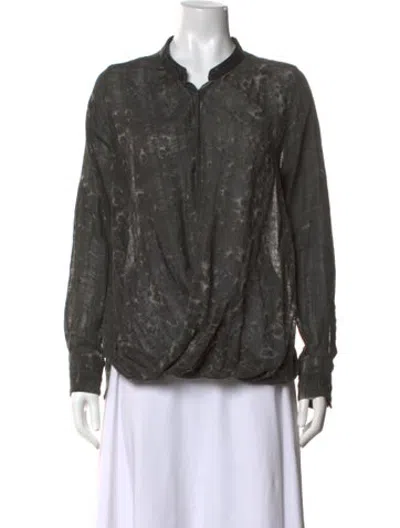 Pre-owned Nicholas K Printed Long Sleeve Top In Grey