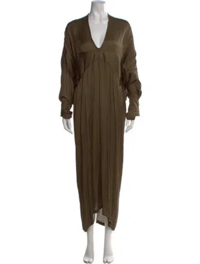 Pre-owned Nicholas K Satin Long Dress In Green