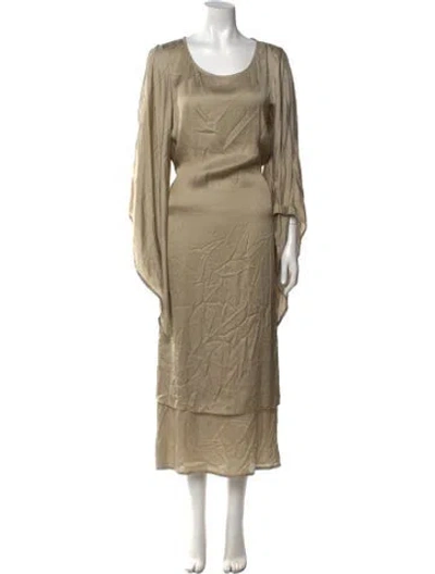 Pre-owned Nicholas K Satin Long Dress In Neutral
