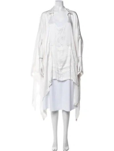 Pre-owned Nicholas K Satin Long Sleeve Top In White