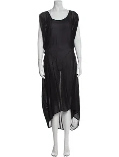 Pre-owned Nicholas K Scoop Neck Long Dress In Black