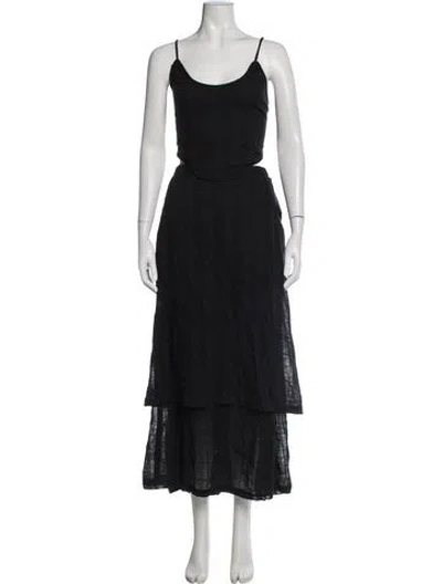 Pre-owned Nicholas K Scoop Neck Long Dress In Black