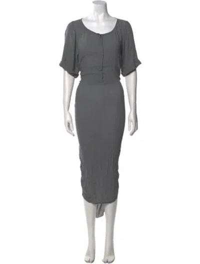 Pre-owned Nicholas K Scoop Neck Long Dress In Gray