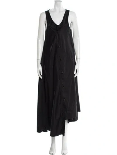 Pre-owned Nicholas K Scoop Neck Long Dress In Gray