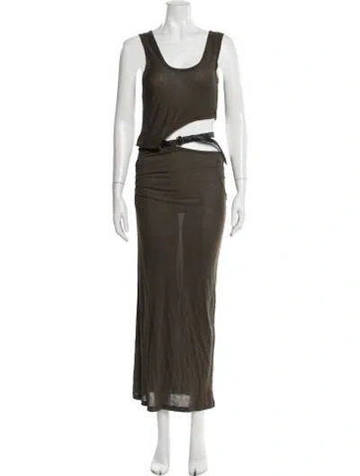Pre-owned Nicholas K Scoop Neck Long Dress In Green