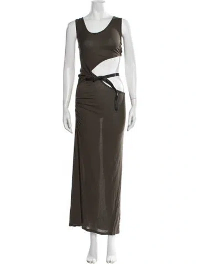 Pre-owned Nicholas K Scoop Neck Long Dress In Green