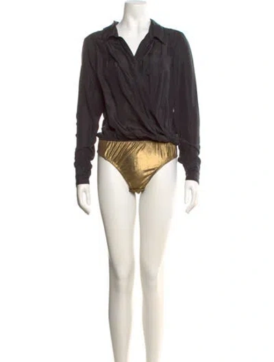 Pre-owned Nicholas K Silk V-neck Bodysuit In Multi