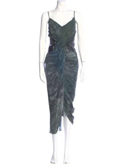 Pre-owned Nicholas K Square Neckline Midi Length Dress In Blue