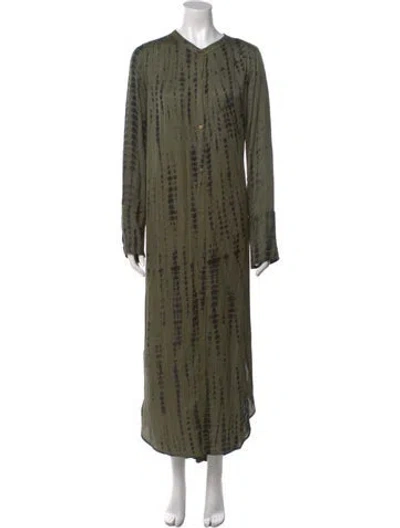 Pre-owned Nicholas K Striped Long Dress In Green
