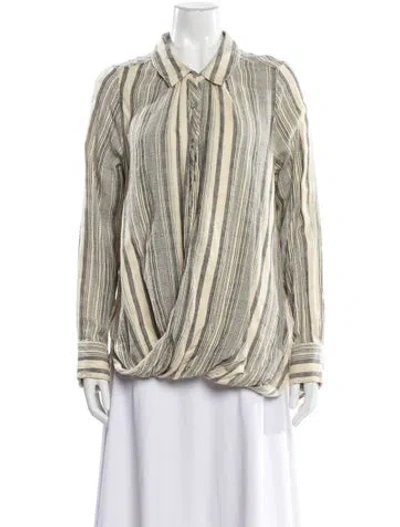 Pre-owned Nicholas K Striped Long Sleeve Blouse In Multi