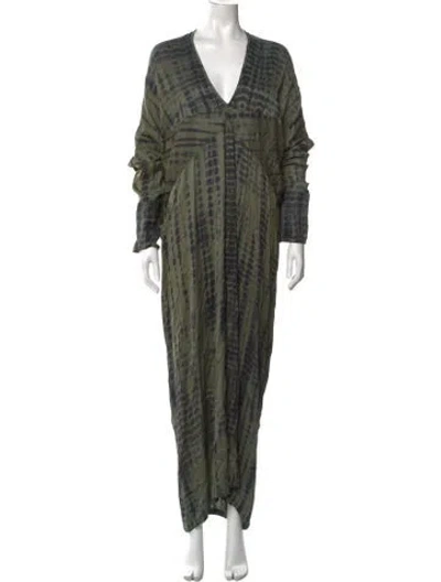 Pre-owned Nicholas K Tie-dye Print Long Dress In Green