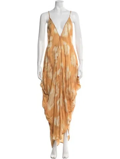 Pre-owned Nicholas K Tie-dye Print Long Dress In Orange