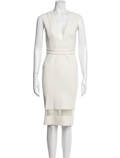 Pre-owned Nicholas K V-neck Knee-length Dress In Neutral