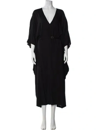 Pre-owned Nicholas K V-neck Long Dress In Black