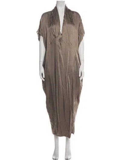 Pre-owned Nicholas K V-neck Long Dress In Brown