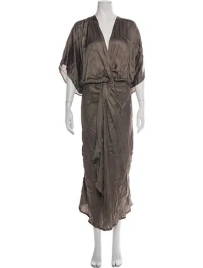 Pre-owned Nicholas K V-neck Long Dress In Brown