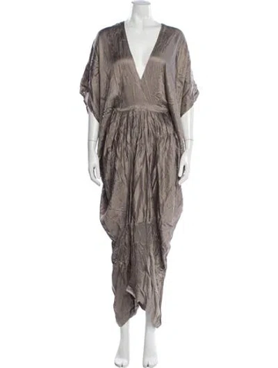 Pre-owned Nicholas K V-neck Long Dress In Brown