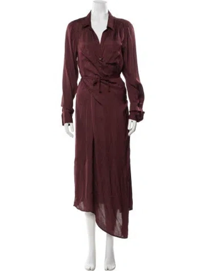 Pre-owned Nicholas K V-neck Long Dress In Burgundy