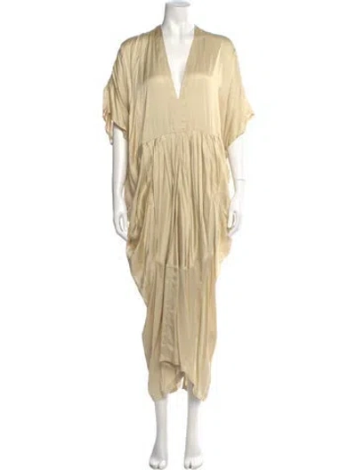 Pre-owned Nicholas K V-neck Long Dress In Gold