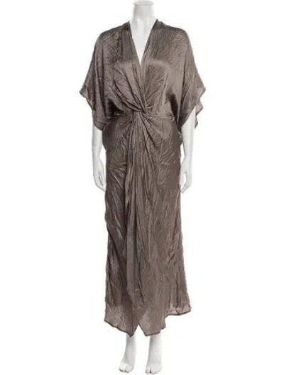 Pre-owned Nicholas K V-neck Long Dress In Gray