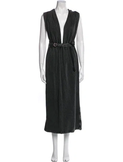Pre-owned Nicholas K V-neck Long Dress In Gray