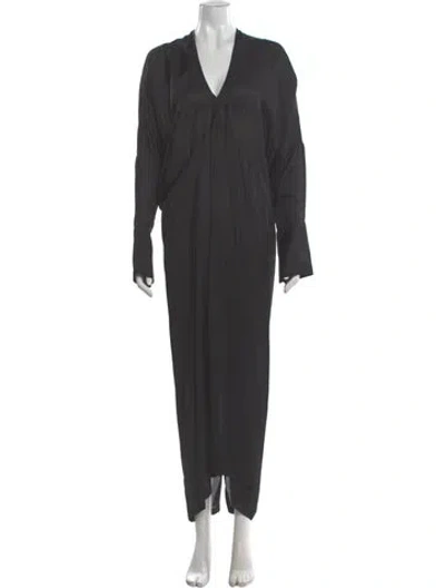 Pre-owned Nicholas K V-neck Long Dress In Gray