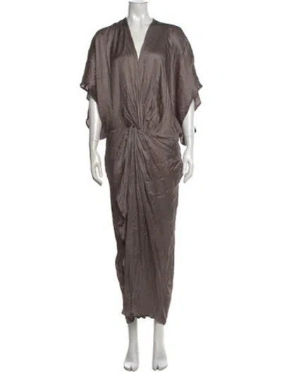 Pre-owned Nicholas K V-neck Long Dress In Gray