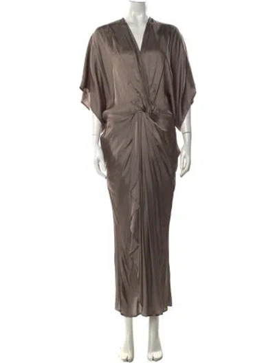 Pre-owned Nicholas K V-neck Long Dress In Gray