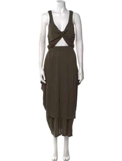 Pre-owned Nicholas K V-neck Long Dress In Green