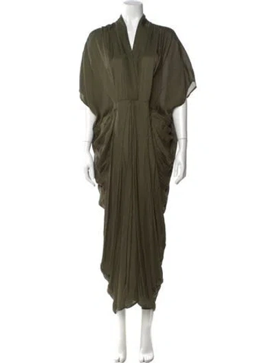 Pre-owned Nicholas K V-neck Long Dress In Green