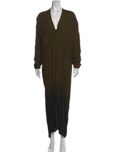 Pre-owned Nicholas K V-neck Long Dress In Green