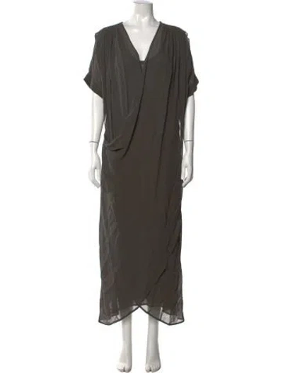 Pre-owned Nicholas K V-neck Long Dress In Green