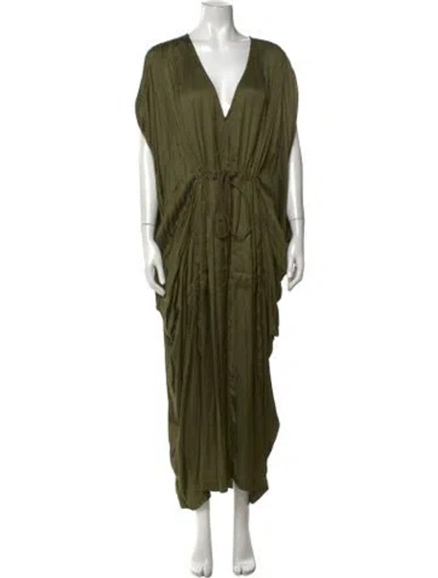 Pre-owned Nicholas K V-neck Long Dress In Green