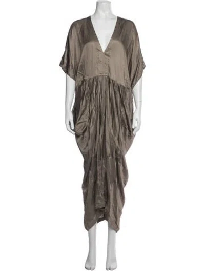 Pre-owned Nicholas K V-neck Long Dress In Grey