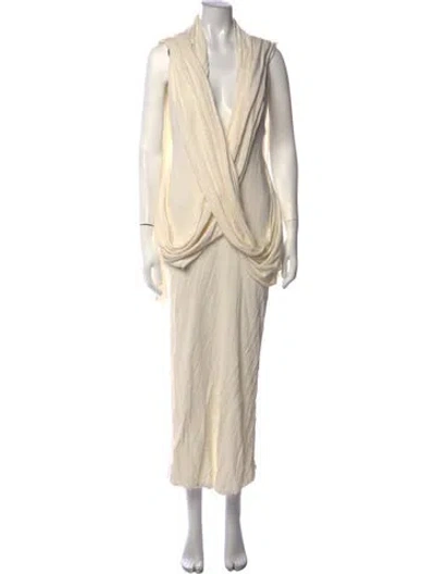 Pre-owned Nicholas K V-neck Long Dress In Neutrals