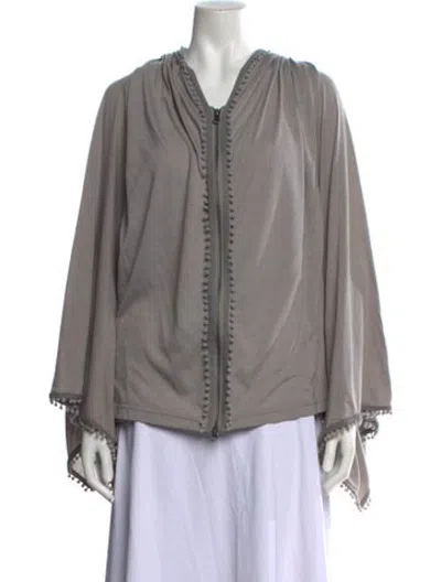 Pre-owned Nicholas K V-neck Long Sleeve Hoodie In Grey
