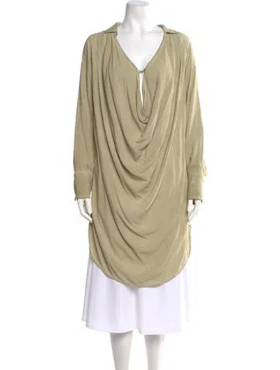 Pre-owned Nicholas K V-neck Long Sleeve Tunic In Green