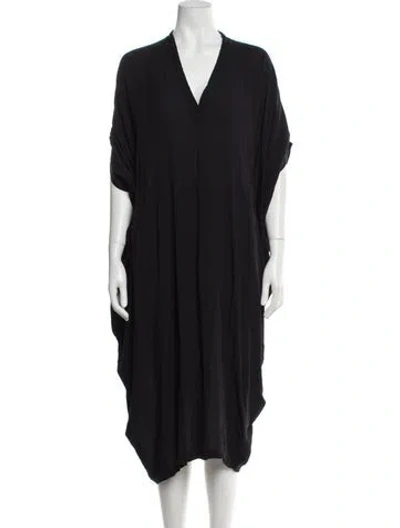 Pre-owned Nicholas K V-neck Midi Length Dress In Black