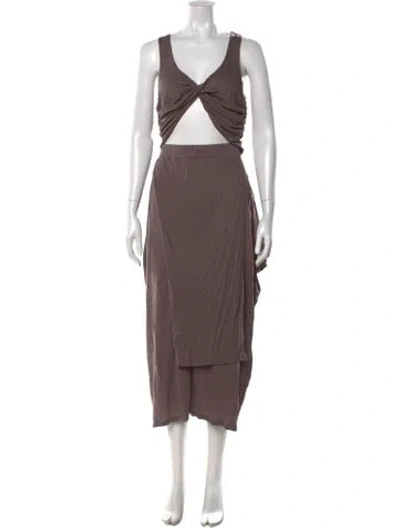 Pre-owned Nicholas K V-neck Midi Length Dress In Brown