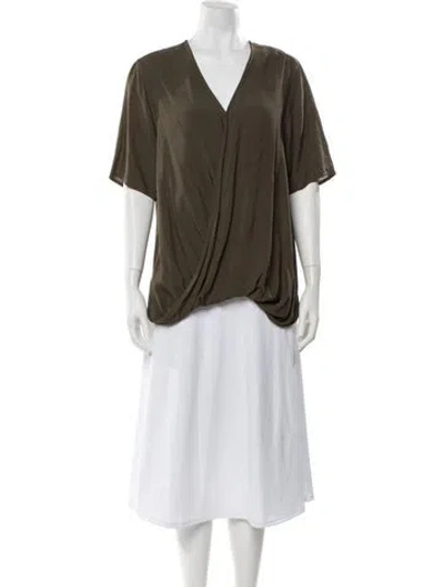 Pre-owned Nicholas K V-neck Short Sleeve Top In Neutral