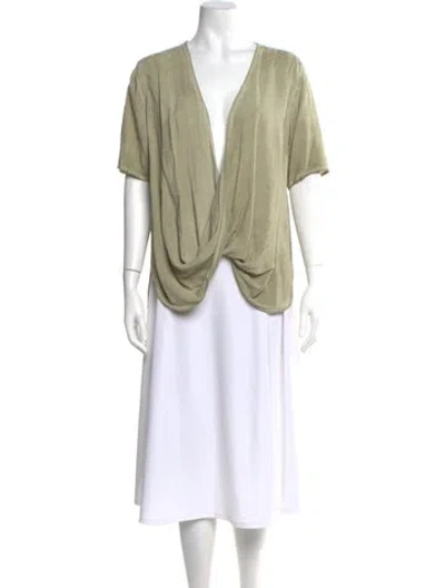 Pre-owned Nicholas K V-neck Short Sleeve Top W/ Tags In Green