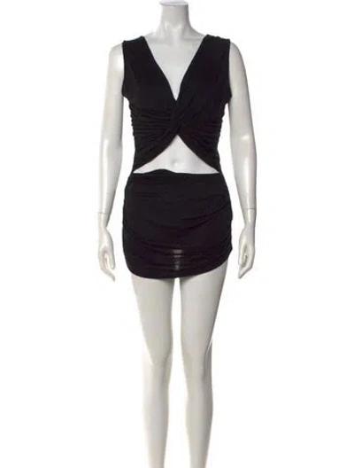 Pre-owned Nicholas K V-neck Sleeveless Crop Top In Black
