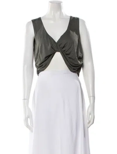 Pre-owned Nicholas K V-neck Sleeveless Crop Top In Green