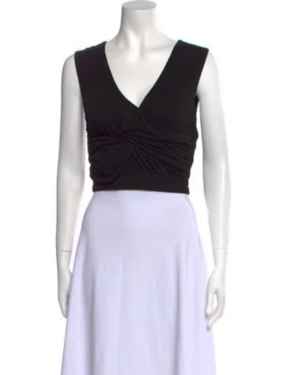 Pre-owned Nicholas K V-neck Sleeveless Crop Top W/ Tags In Black