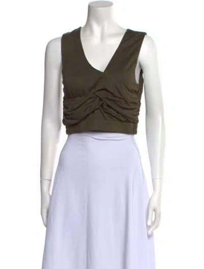 Pre-owned Nicholas K V-neck Sleeveless Crop Top W/ Tags In Green