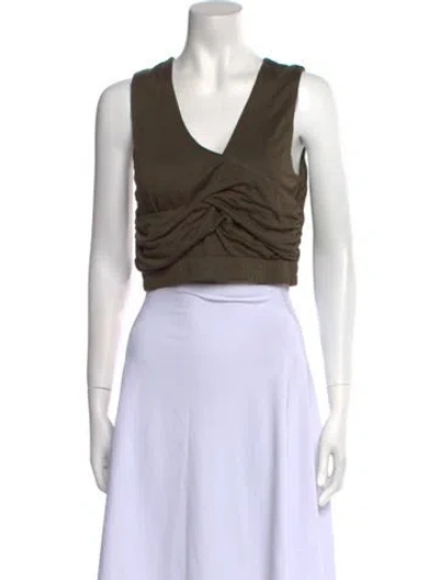 Pre-owned Nicholas K V-neck Sleeveless Crop Top W/ Tags In Green