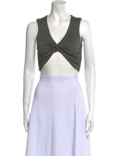 Pre-owned Nicholas K V-neck Sleeveless Crop Top W/ Tags In Green