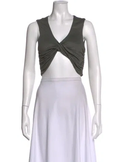 Pre-owned Nicholas K V-neck Sleeveless Crop Top In White