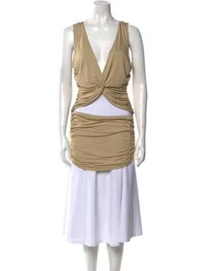 Pre-owned Nicholas K V-neck Sleeveless Tunic In Neutral