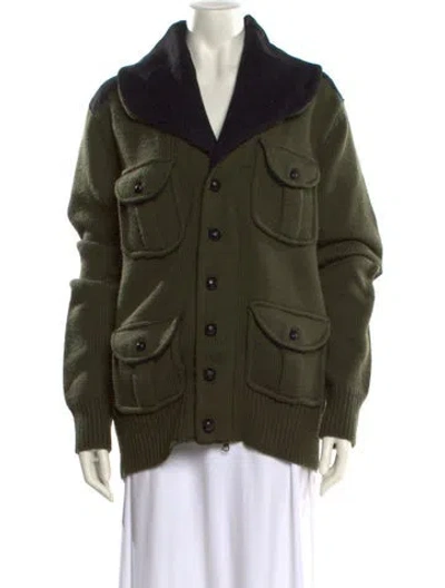 Pre-owned Nicholas K Wool Colorblock Pattern Sweater In Green